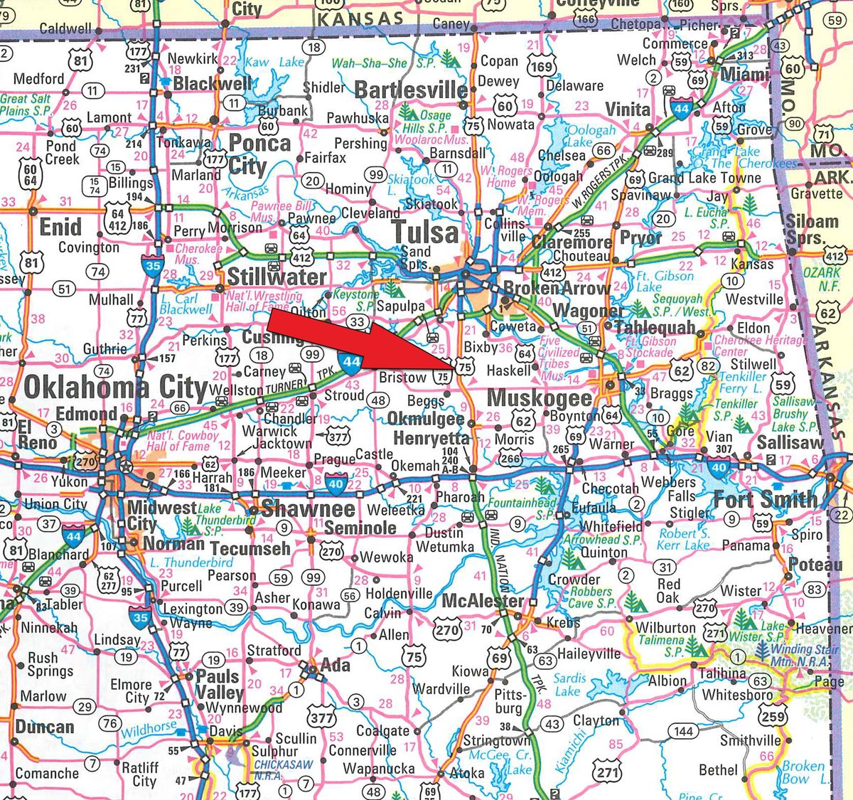 Area map - LAND, MINERAL & PERSONAL PROPERTY AUCTION - 236+/- OFFERED IN 12 TRACTS IN OKMULGEE CO, OKLAHOMA